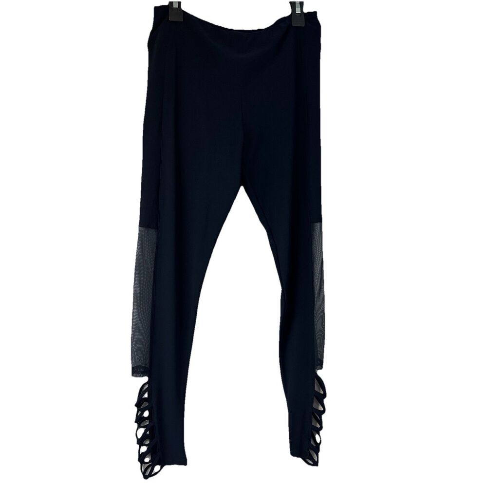 Artex Fashions Activewear Black Mesh Cutout Leggings Size S Made in Canada
